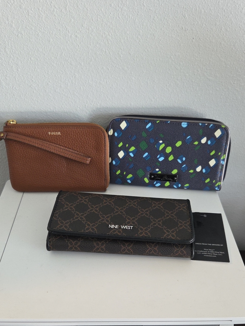 Fossil Brown Pebbled Leather Wristlet Card Holder, Nine West & Vera Bradley